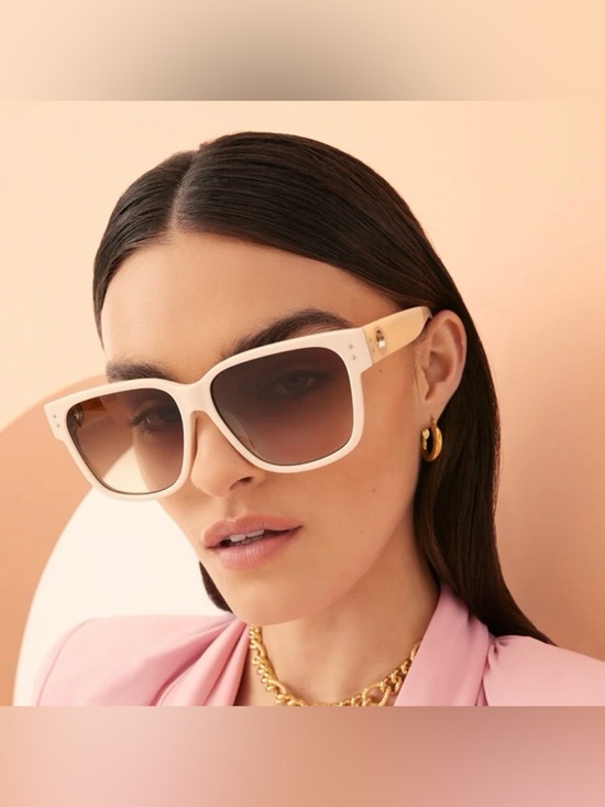 Linda Farrow Perry D Frame Sunglasses White Acetate Oversized MSRP $540 main image 5